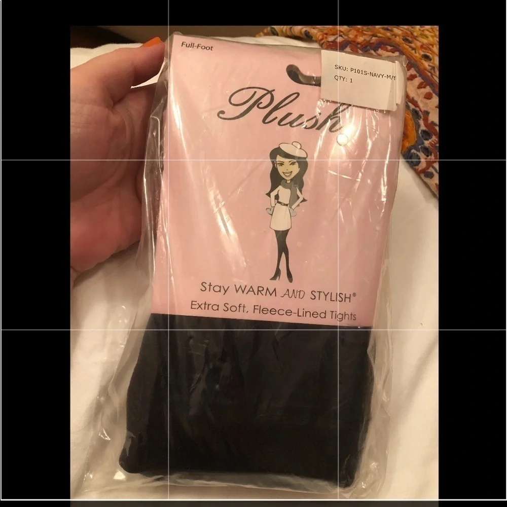 Plush Full Foot Tights Navy Size Medium NWT